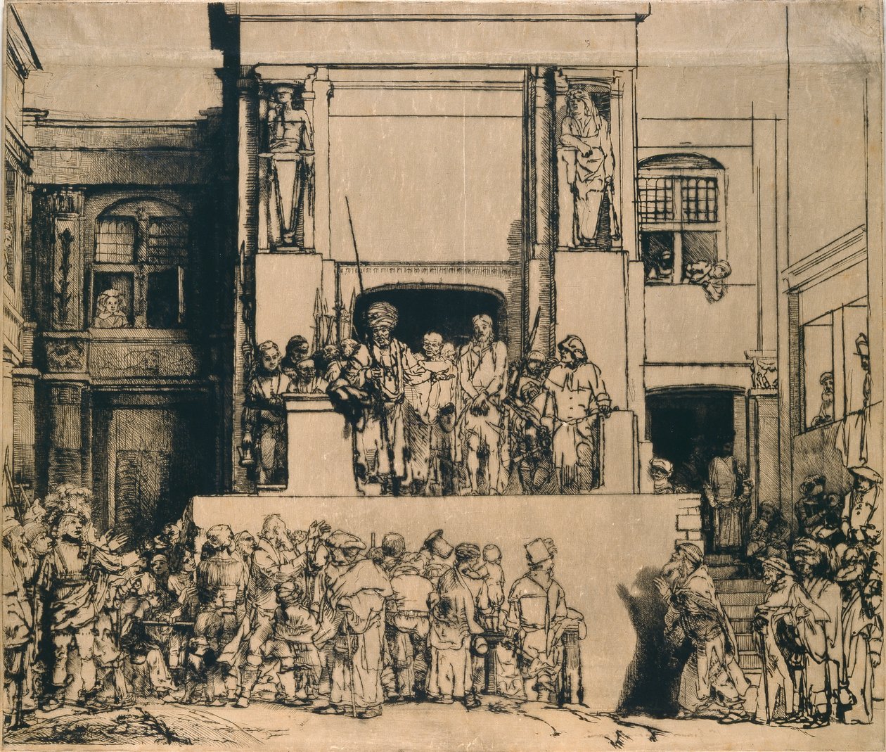 Cristo apresentado ao povo: placa oblonga, 1655 de Rembrandt van Rijn