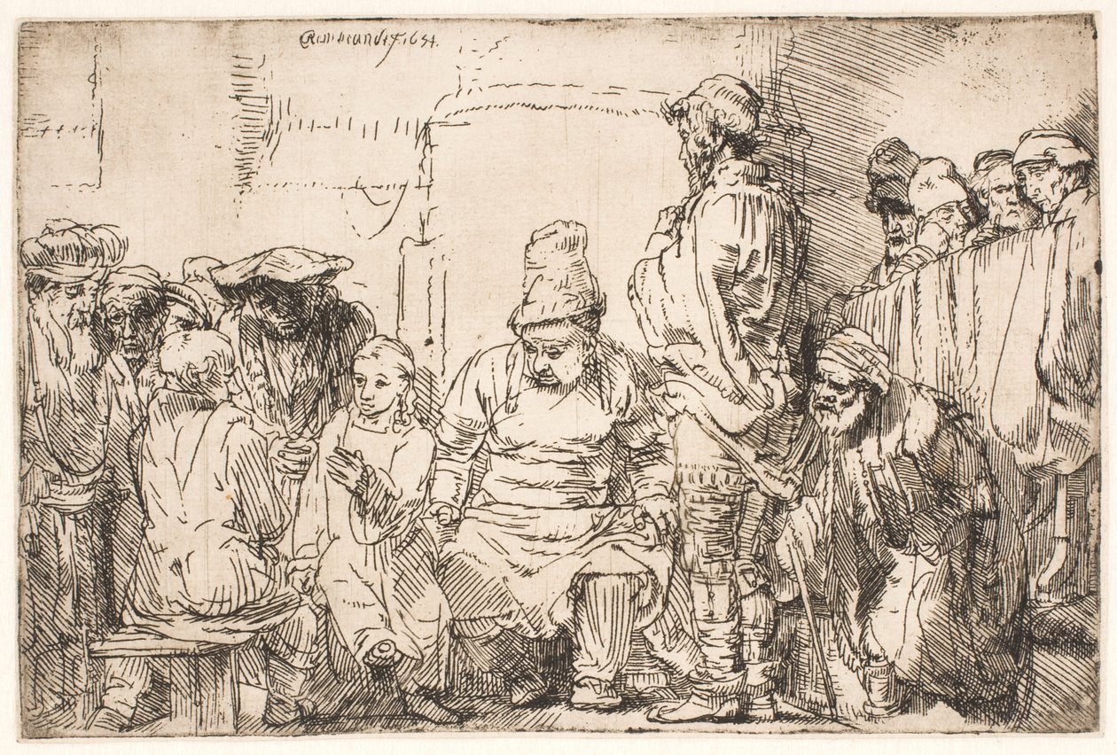 Cristo, sentado, a debater com os doutores de Rembrandt van Rijn
