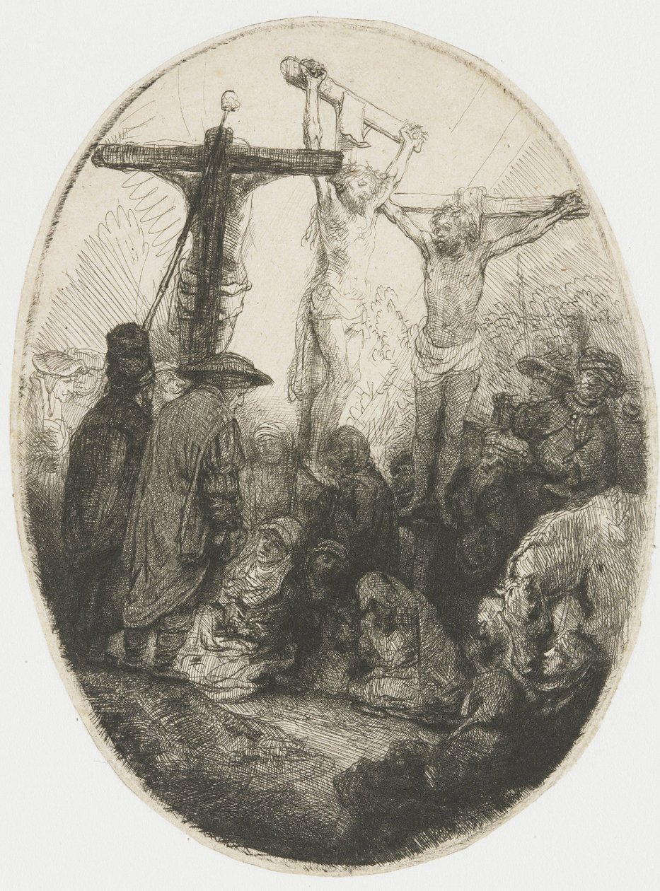 Cristo crucificado entre os dois criminosos de Rembrandt van Rijn