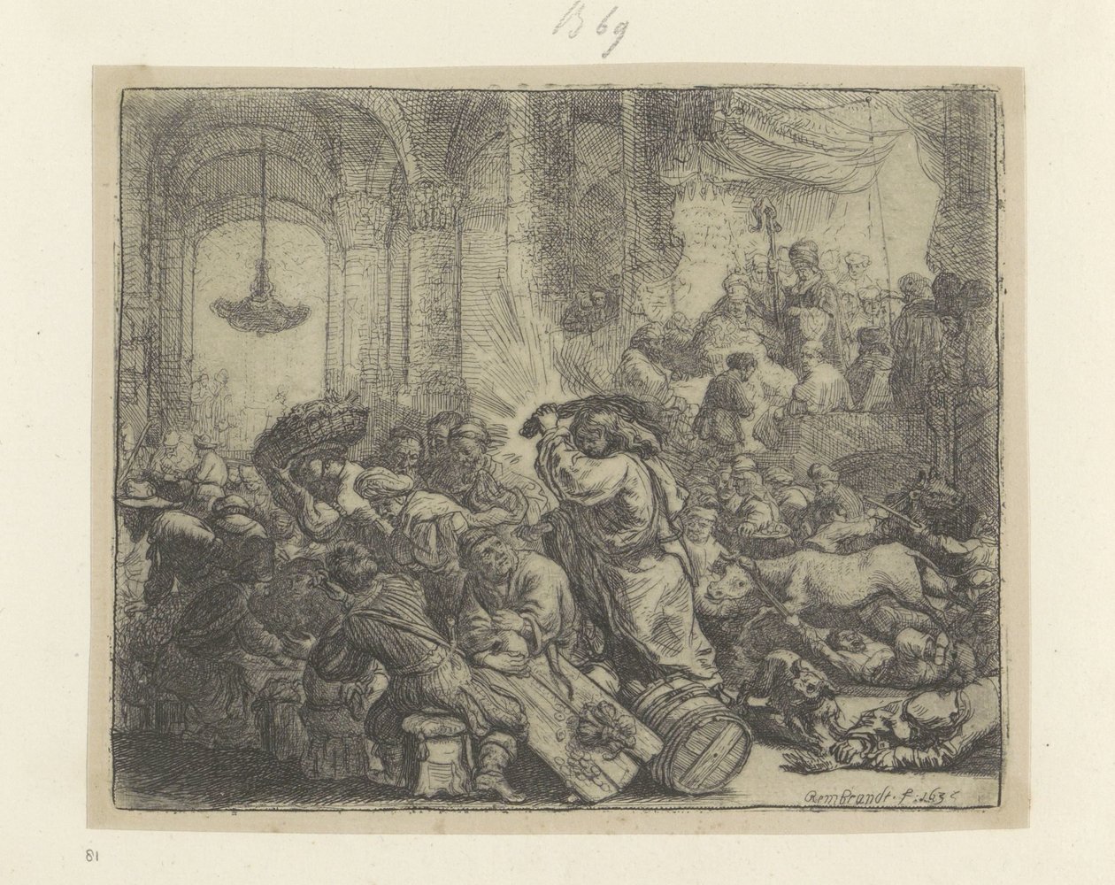 Cristo expulsa os cambistas do Templo
Recueil de quatre-vingt-cinq estampes originales (título da série) de Rembrandt van Rijn