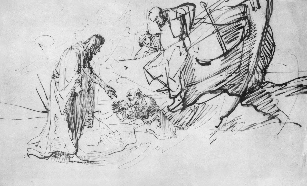 Cristo caminha no mar de Rembrandt van Rijn