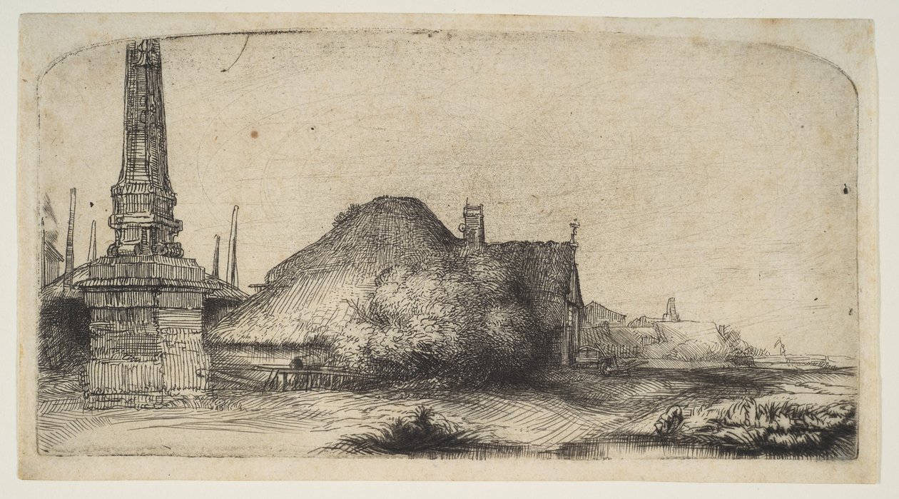 Cabana e posto de fronteira no Spaarndammerdijk LObelisque, ca. 1650 de Rembrandt van Rijn