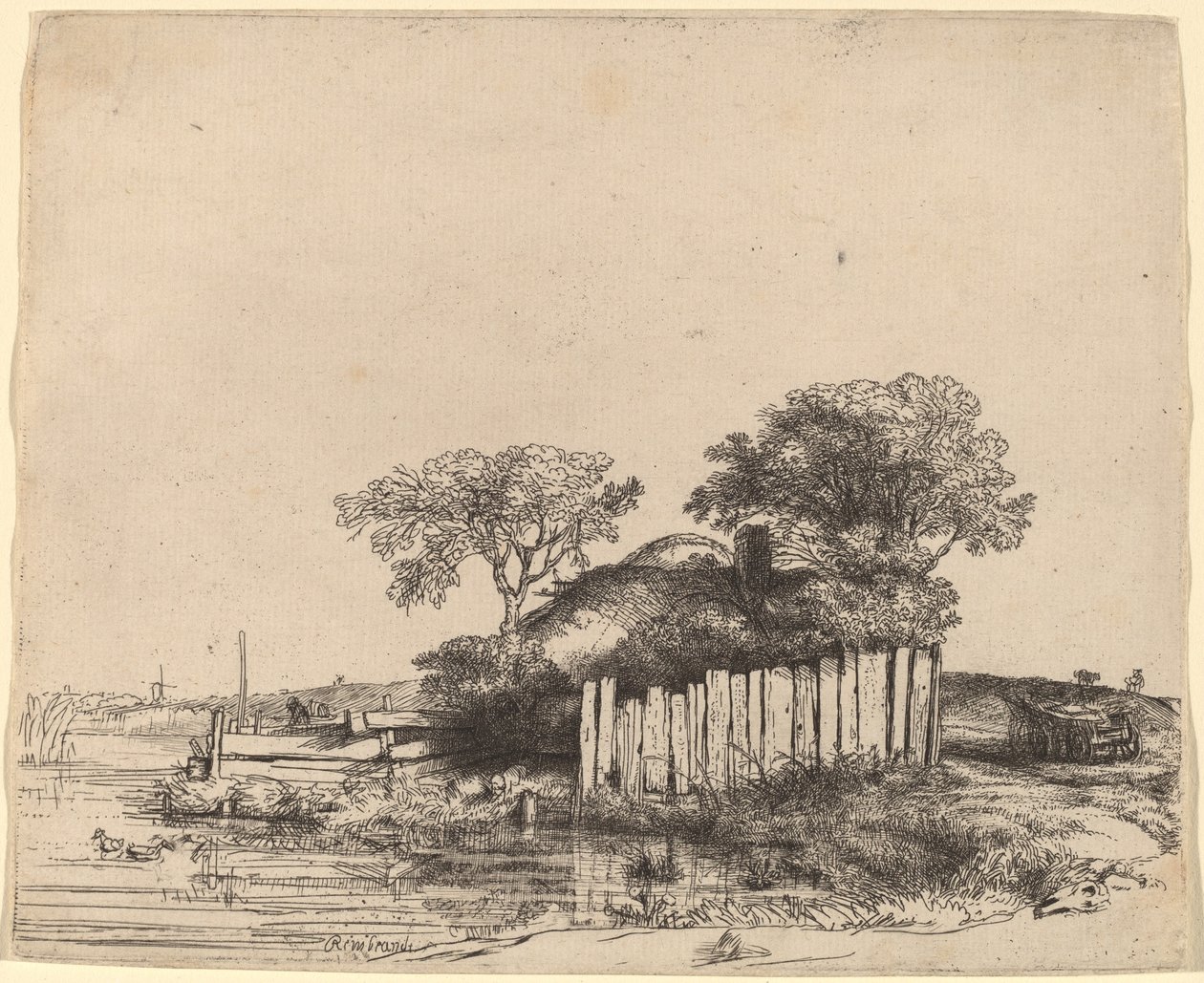 Casa de Campo com Palete Branco de Rembrandt van Rijn