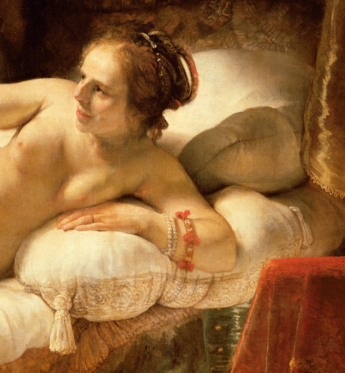 Danae, 1643 óleo sobre tela detalhe de 47569 de Rembrandt van Rijn