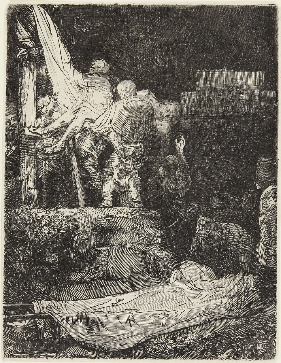 A Descida da Cruz à Luz das Tochas de Rembrandt van Rijn