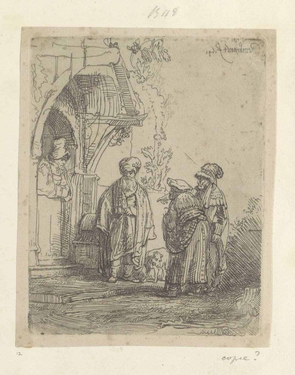 Drie oosterse figuren Coleção de oitenta e cinco gravuras originais (título da série) de Rembrandt van Rijn