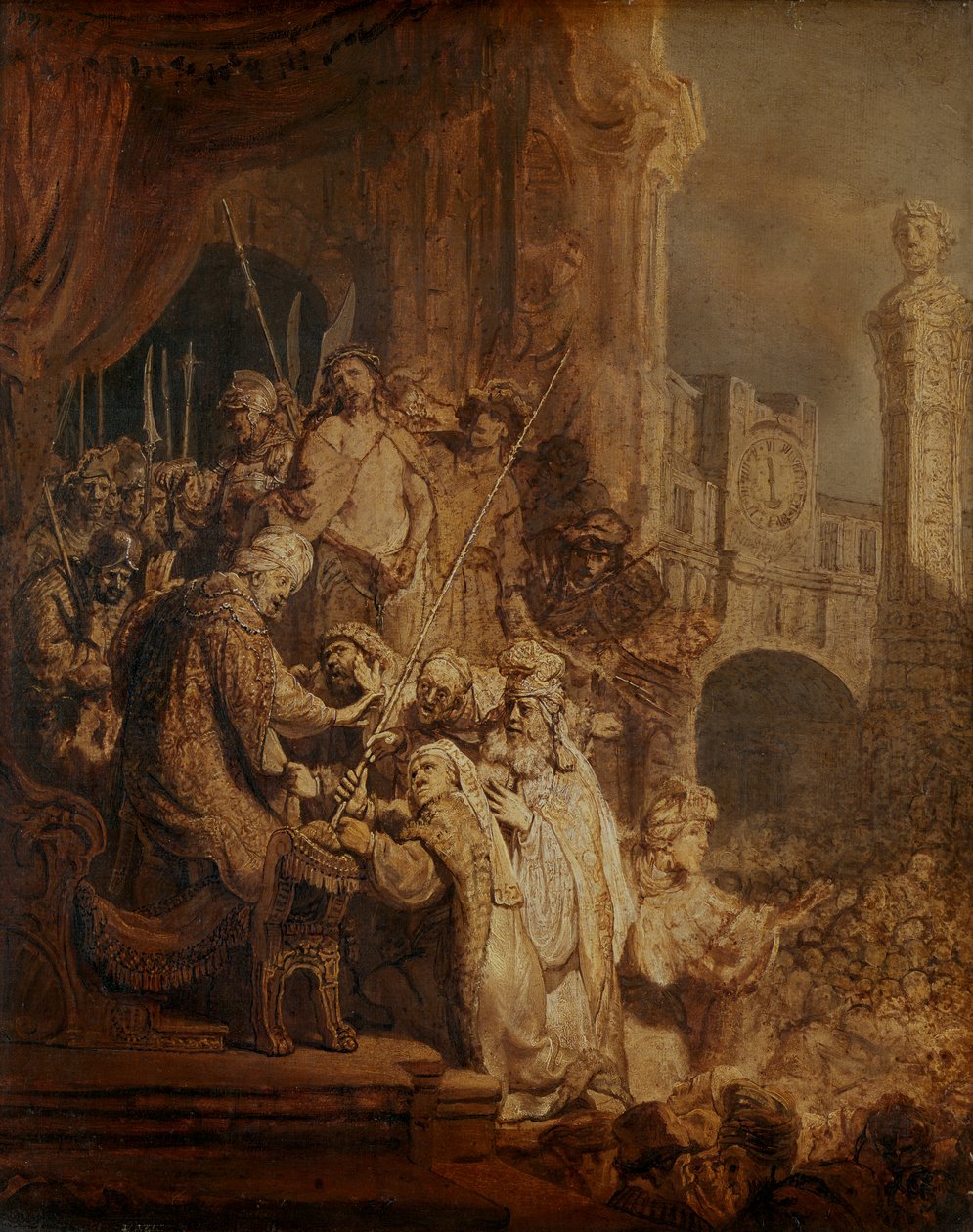 Ecce Homo, 1634 (óleo sobre papel) de Rembrandt van Rijn