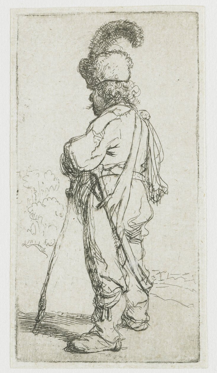 Um polaco com uma vara de Rembrandt van Rijn