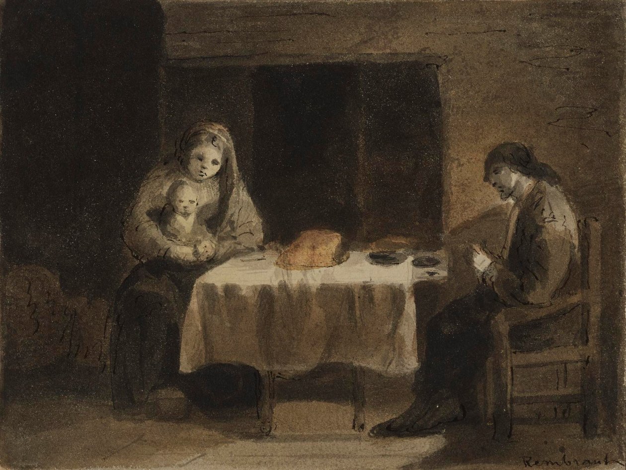 Família à mesa de Rembrandt van Rijn