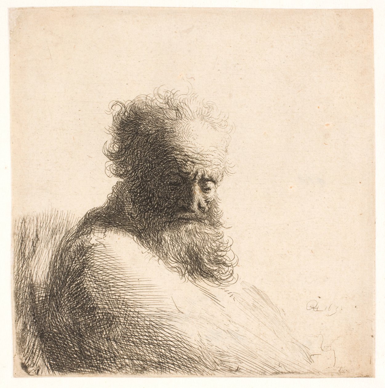 Velho barbudo. Busto de Rembrandt van Rijn