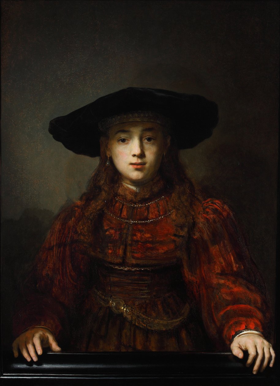 Garota em uma moldura, 1641 de Rembrandt van Rijn