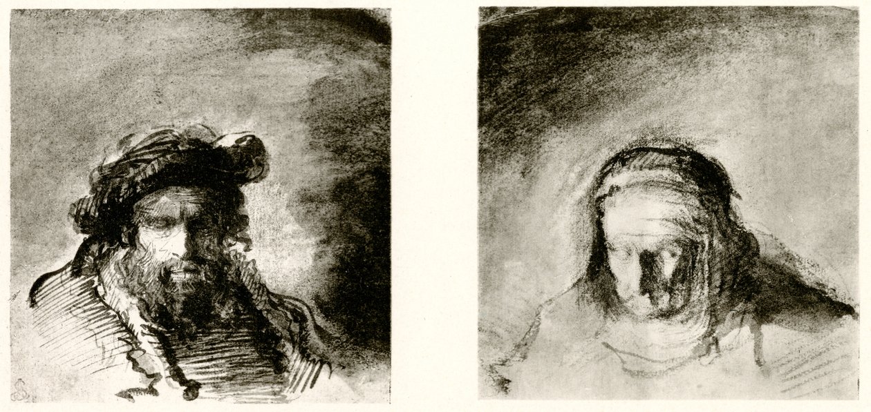Estudos de cabeça de Rembrandt van Rijn