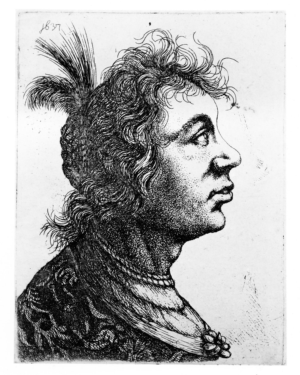 Cabeça de uma mulher, 1637 de Rembrandt van Rijn