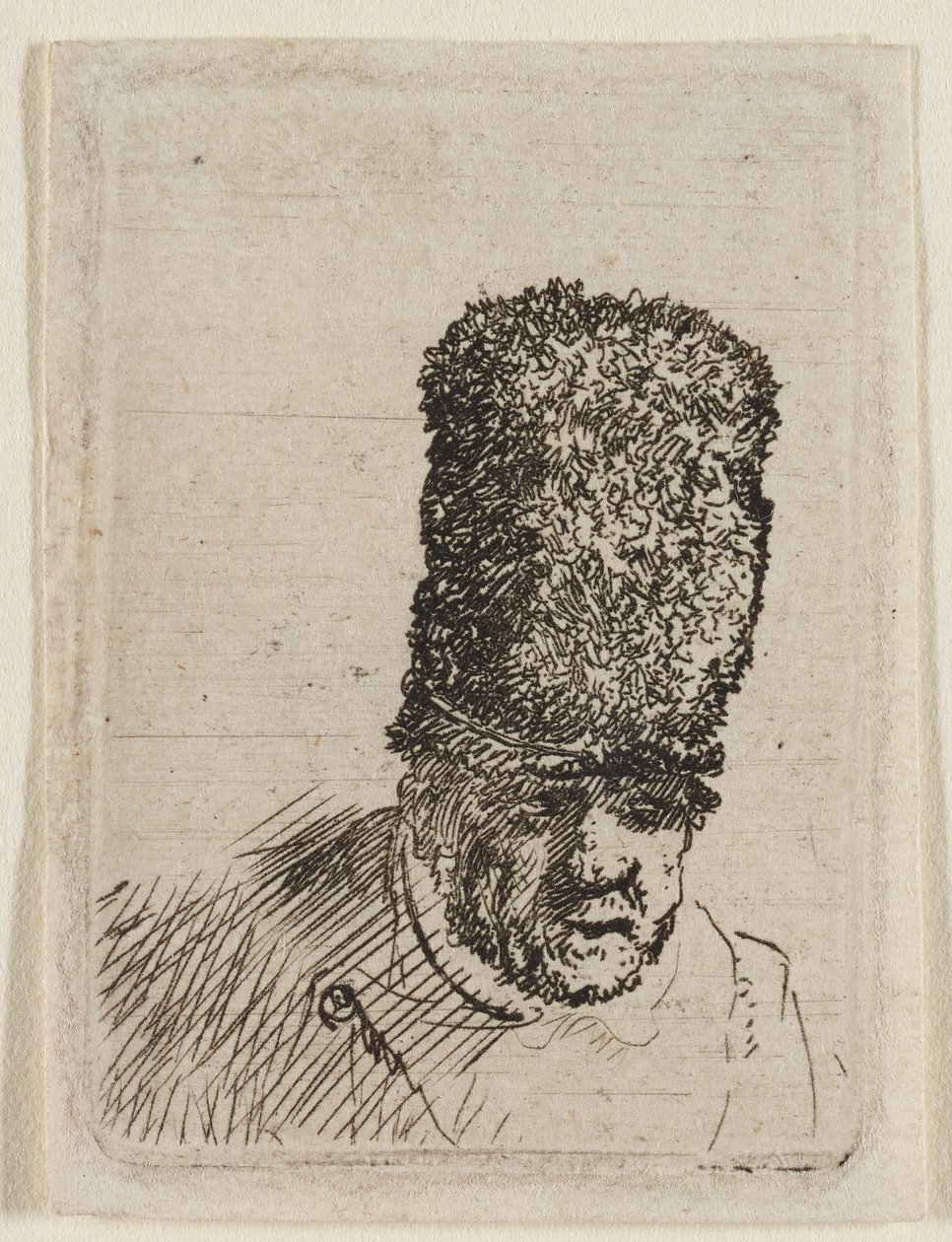 Cabeça de um homem idoso com um gorro de pele alto: busto de Rembrandt van Rijn