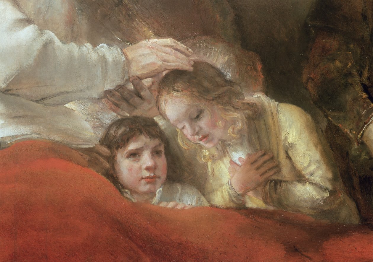 Jacó Abençoando os Filhos de José, 1656 (detalhe de 244314) de Rembrandt van Rijn