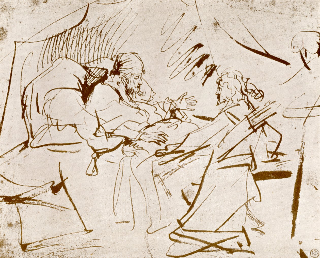 Jacob na cabeceira de Isaacs, 1913. de Rembrandt van Rijn