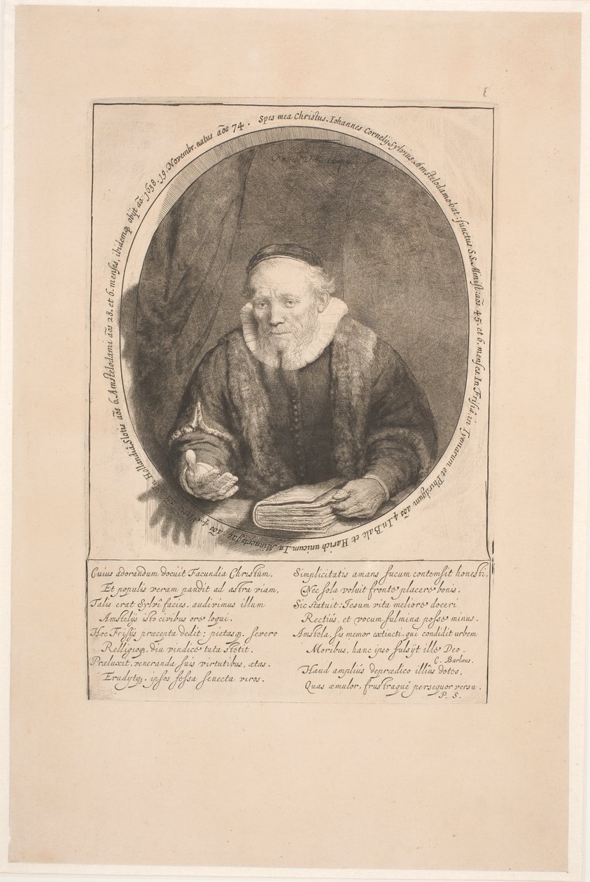 Jan Cornelis Sylvius, pregador: retrato póstumo de Rembrandt van Rijn