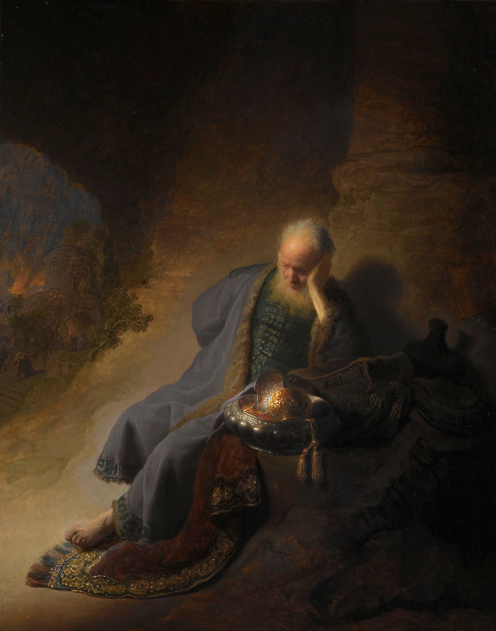 Jeremias lamentando a destruição de Jerusalém de Rembrandt van Rijn