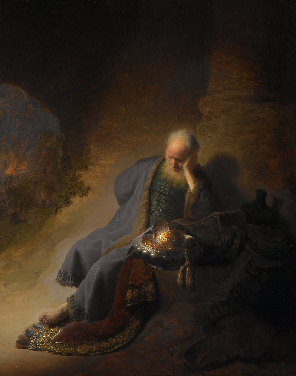 Jeremias lamentando a destruição de Jerusalém, 1630 de Rembrandt van Rijn
