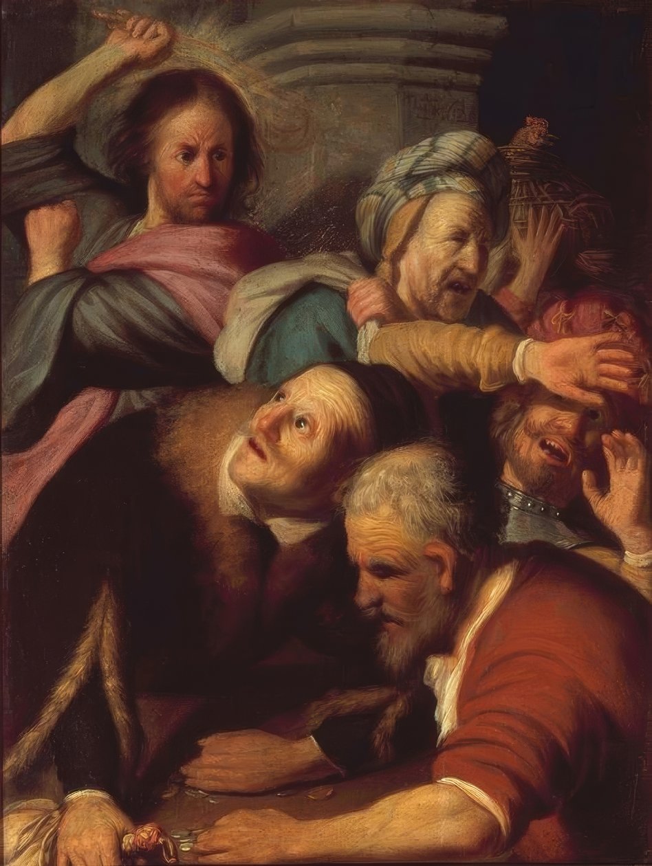 Jesus expulsa os cambiadores do templo de Rembrandt van Rijn