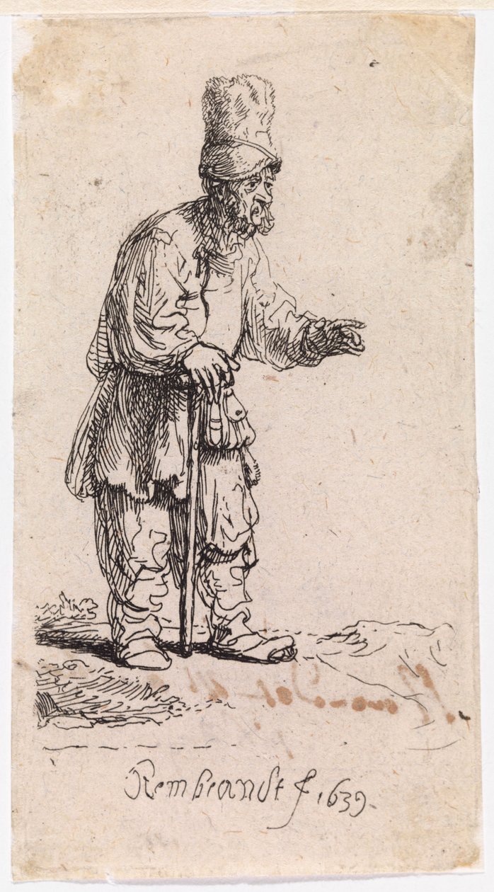 Um judeu com um boné de beisebol de pala alta de Rembrandt van Rijn
