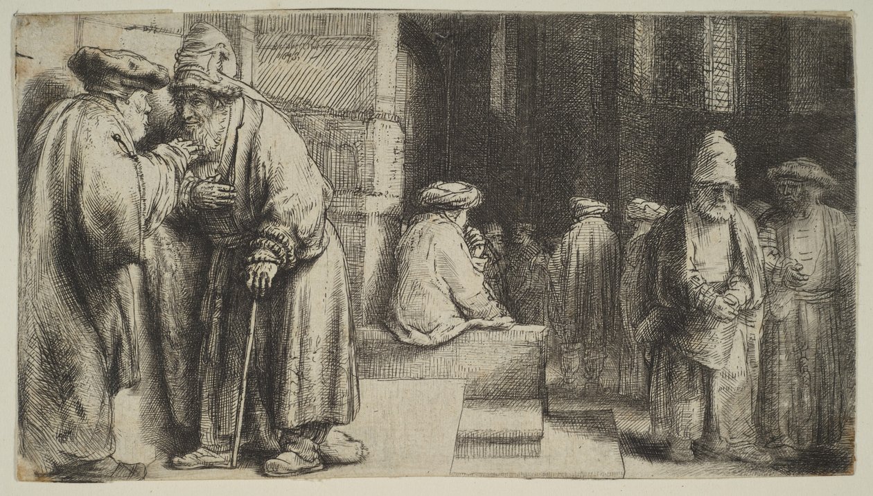 Judeus em uma sinagoga, 1648. de Rembrandt van Rijn