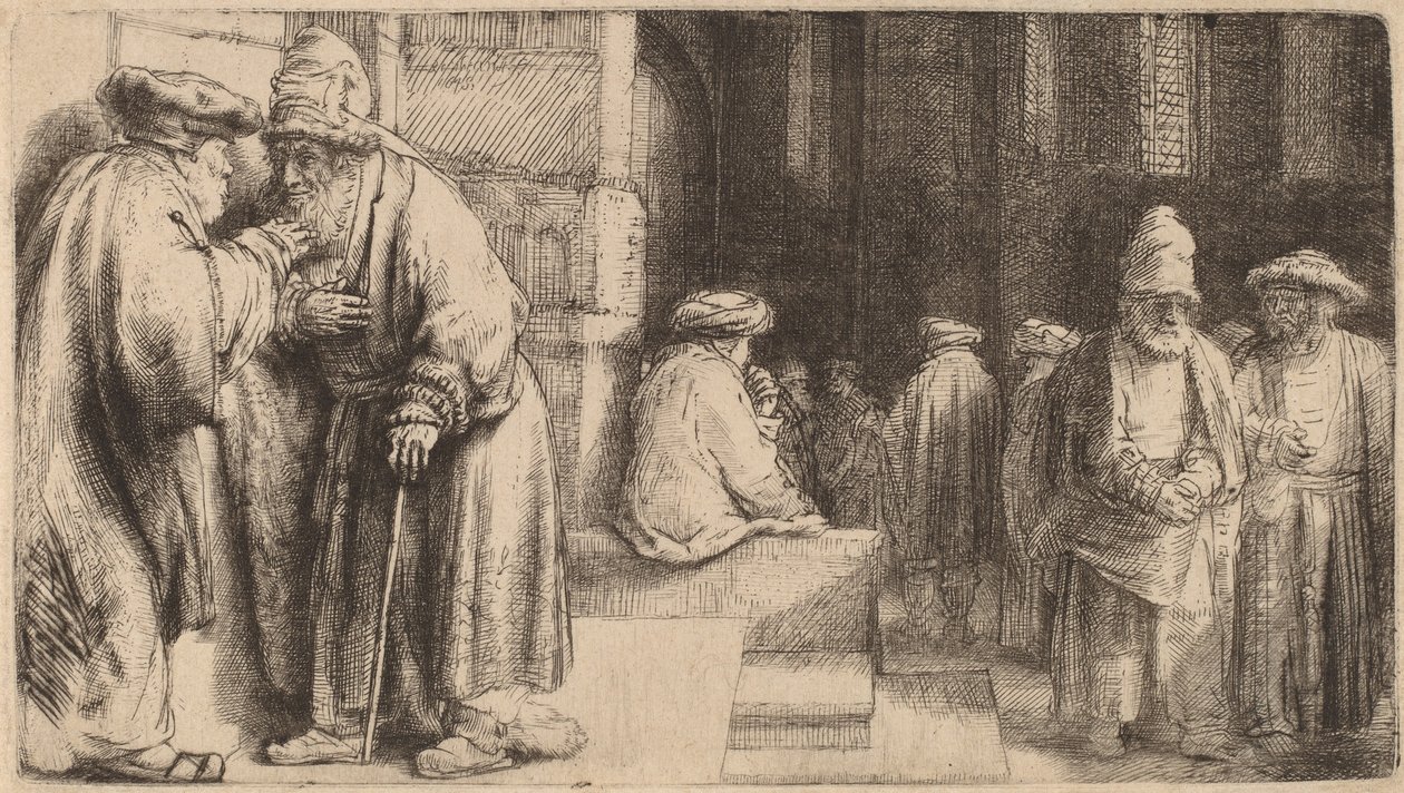 Judeus na sinagoga, 1648 de Rembrandt van Rijn