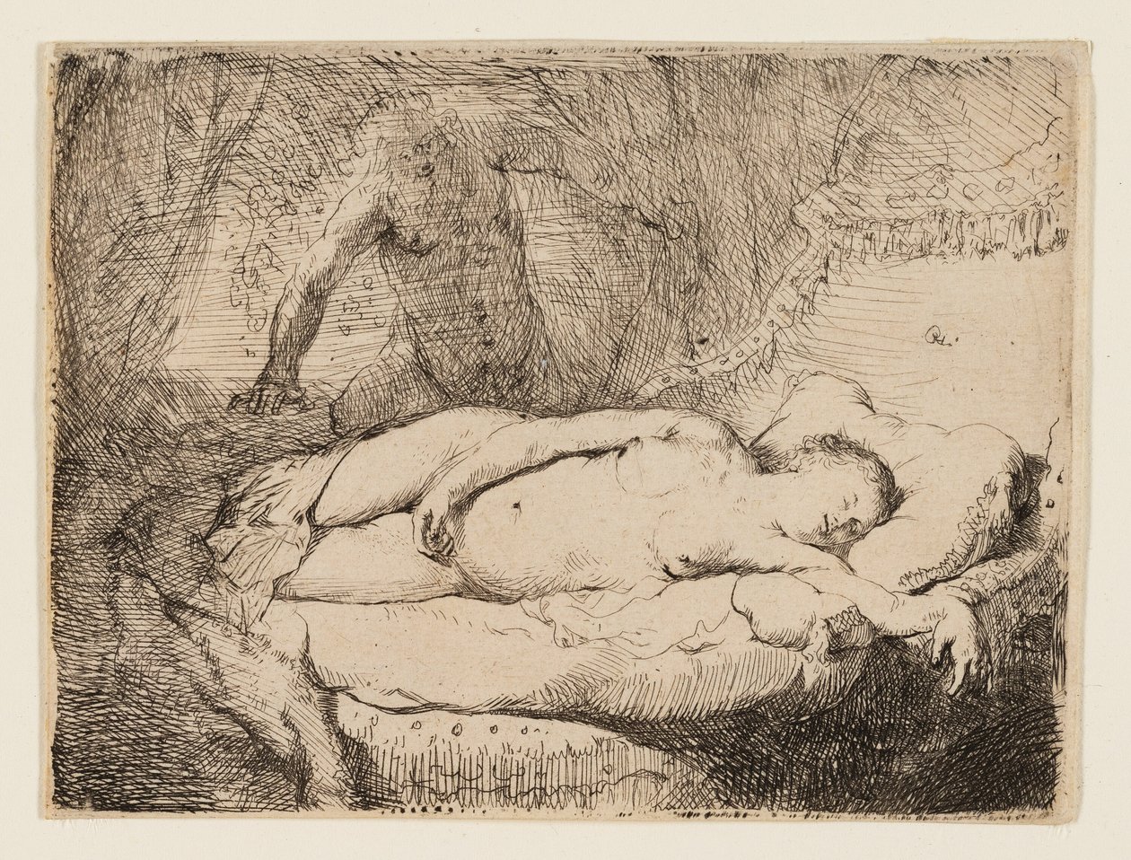 Júpiter e Antíope: Placa menor de Rembrandt van Rijn