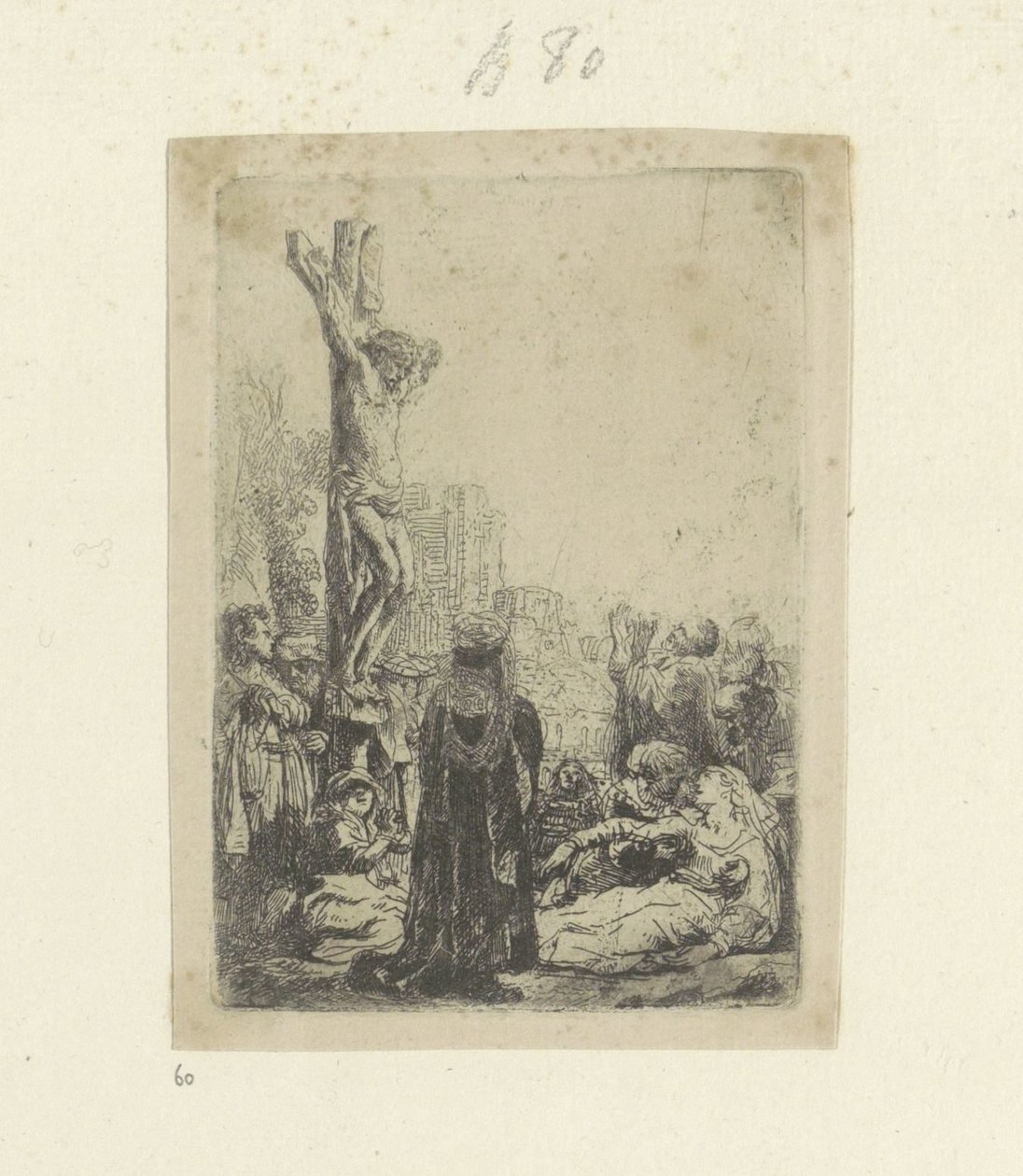 Kruisiging: kleine plaat Coleção de oitenta e cinco gravuras originais (título da série) de Rembrandt van Rijn