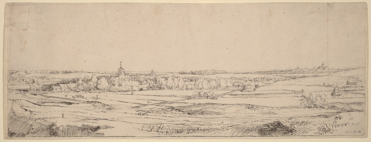 Paisagem com vista para Haarlem (O Campo do Pesador de Ouro) de Rembrandt van Rijn