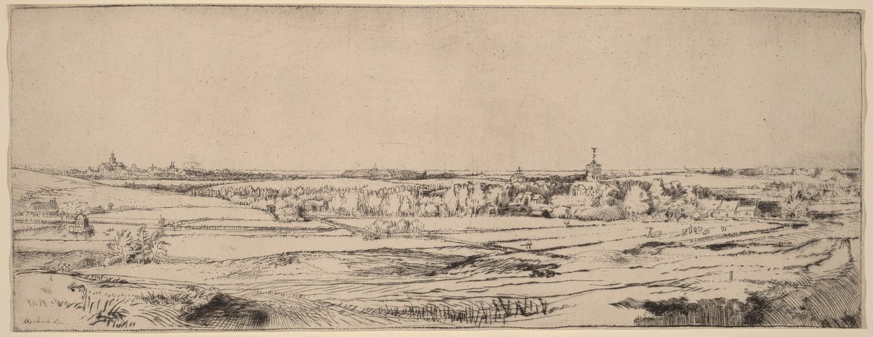 Paisagem com vista para Haarlem (O Campo do Pesador de Ouro) de Rembrandt van Rijn