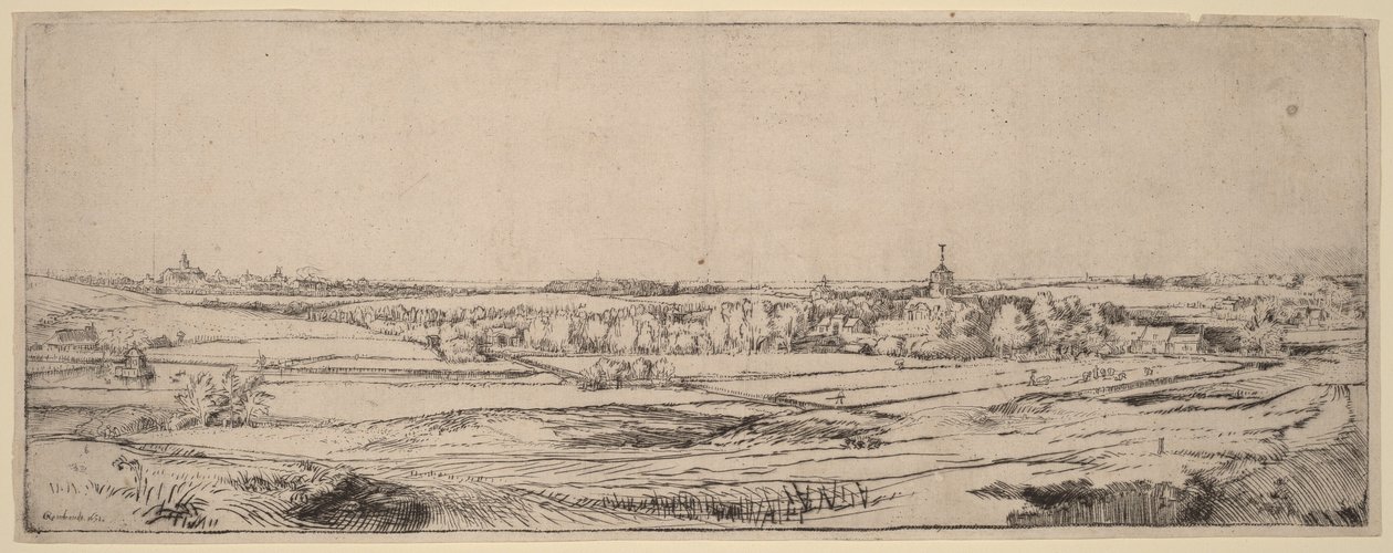 Paisagem com vista para Haarlem (O Campo do Pesador de Ouro) de Rembrandt van Rijn
