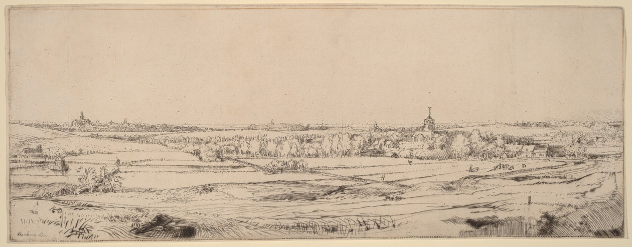 Paisagem com vista para Haarlem (O Campo do Pesador de Ouro) de Rembrandt van Rijn