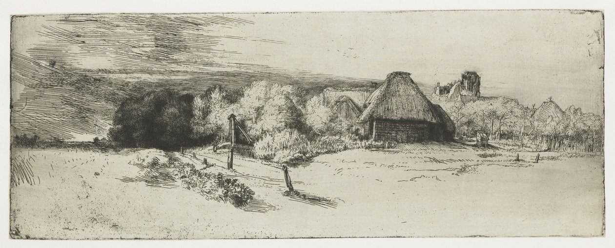 Paisagem com um edifício agrícola e a 