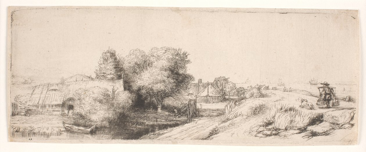 Paisagem com um leiteiro de Rembrandt van Rijn