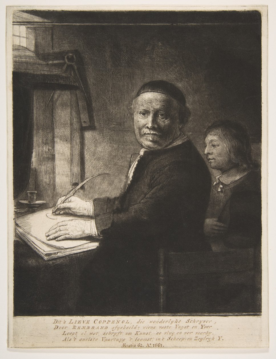 Lieven Willemsz van Coppenol com seu neto, C. 1658. de Rembrandt van Rijn