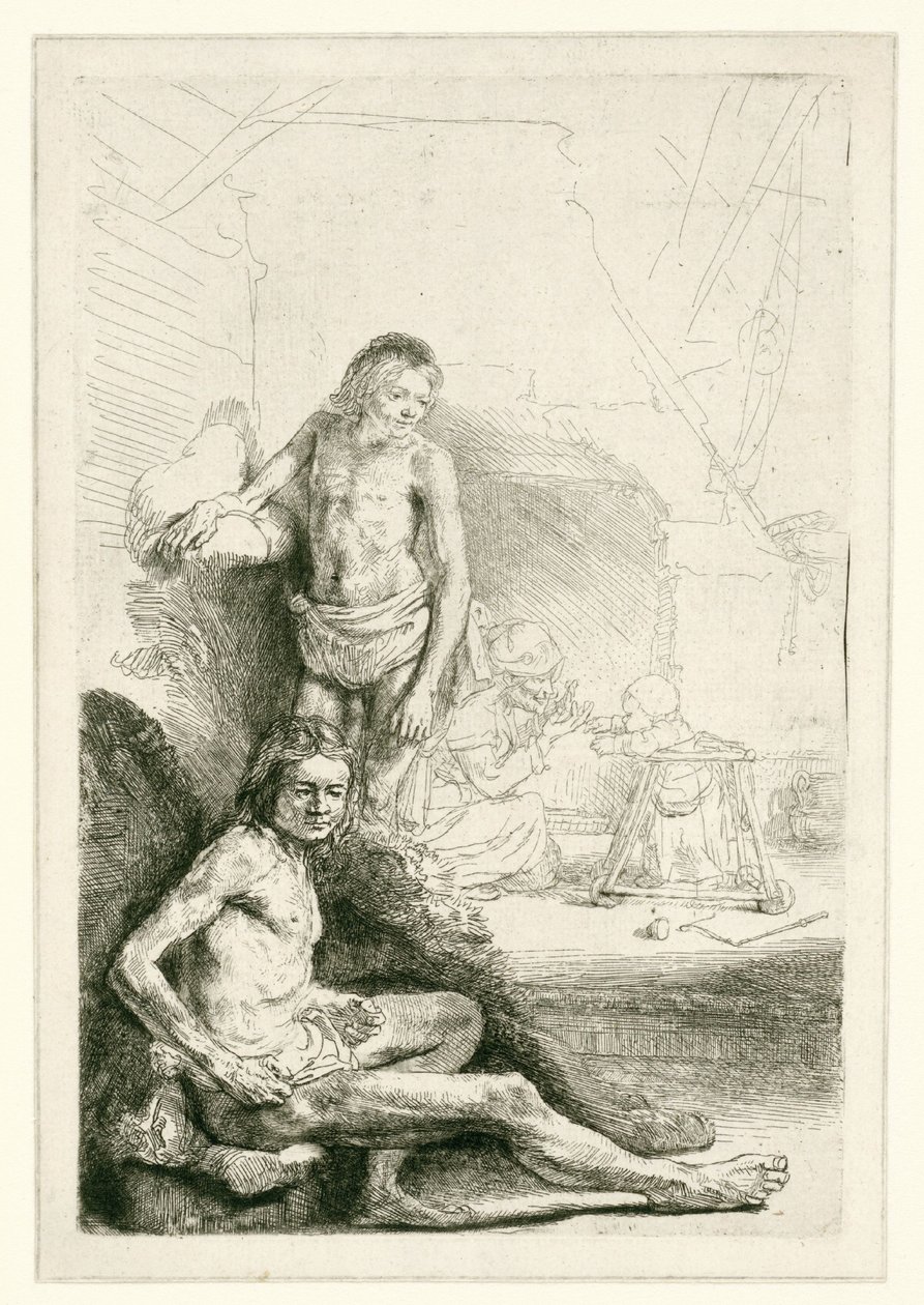 Nu masculino, sentado e de pé de Rembrandt van Rijn