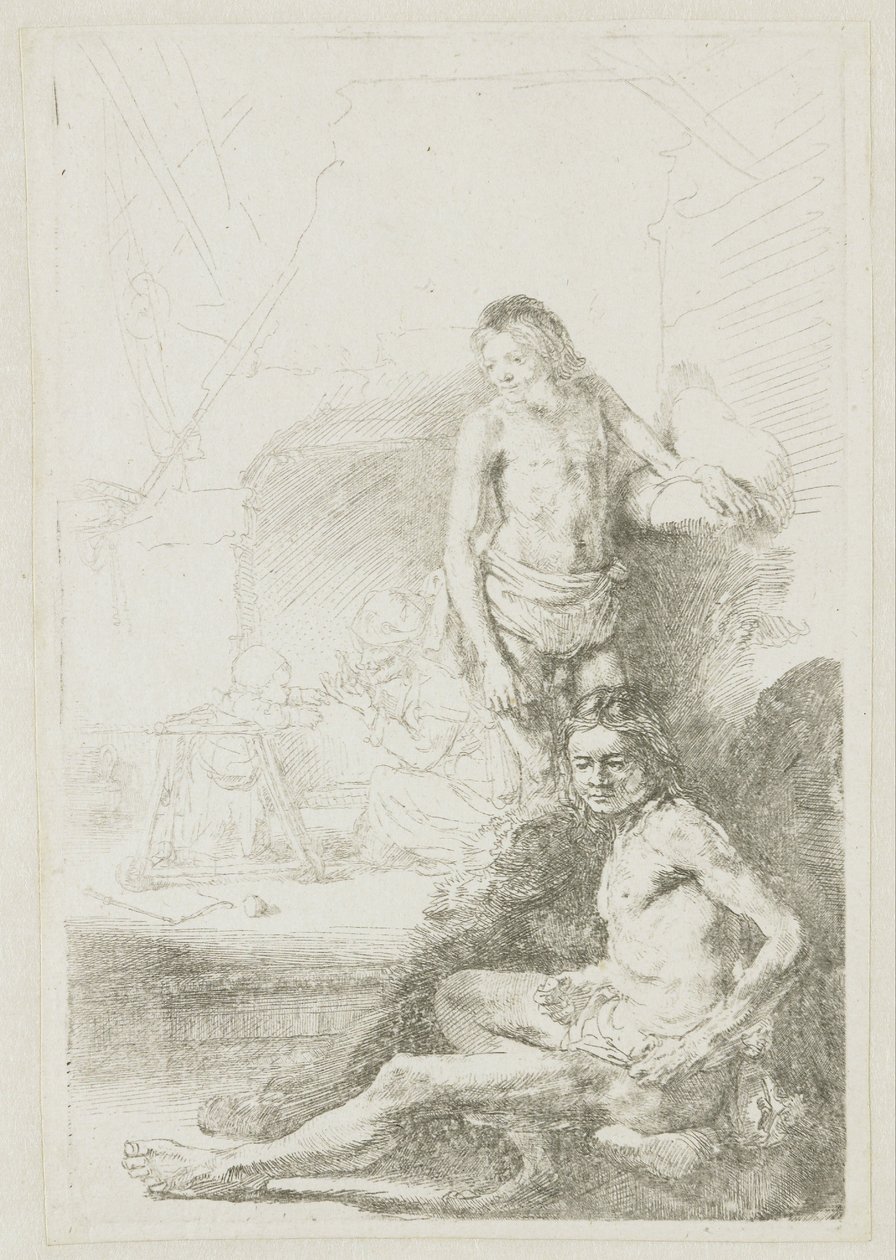 Nu masculino, sentado e de pé de Rembrandt van Rijn