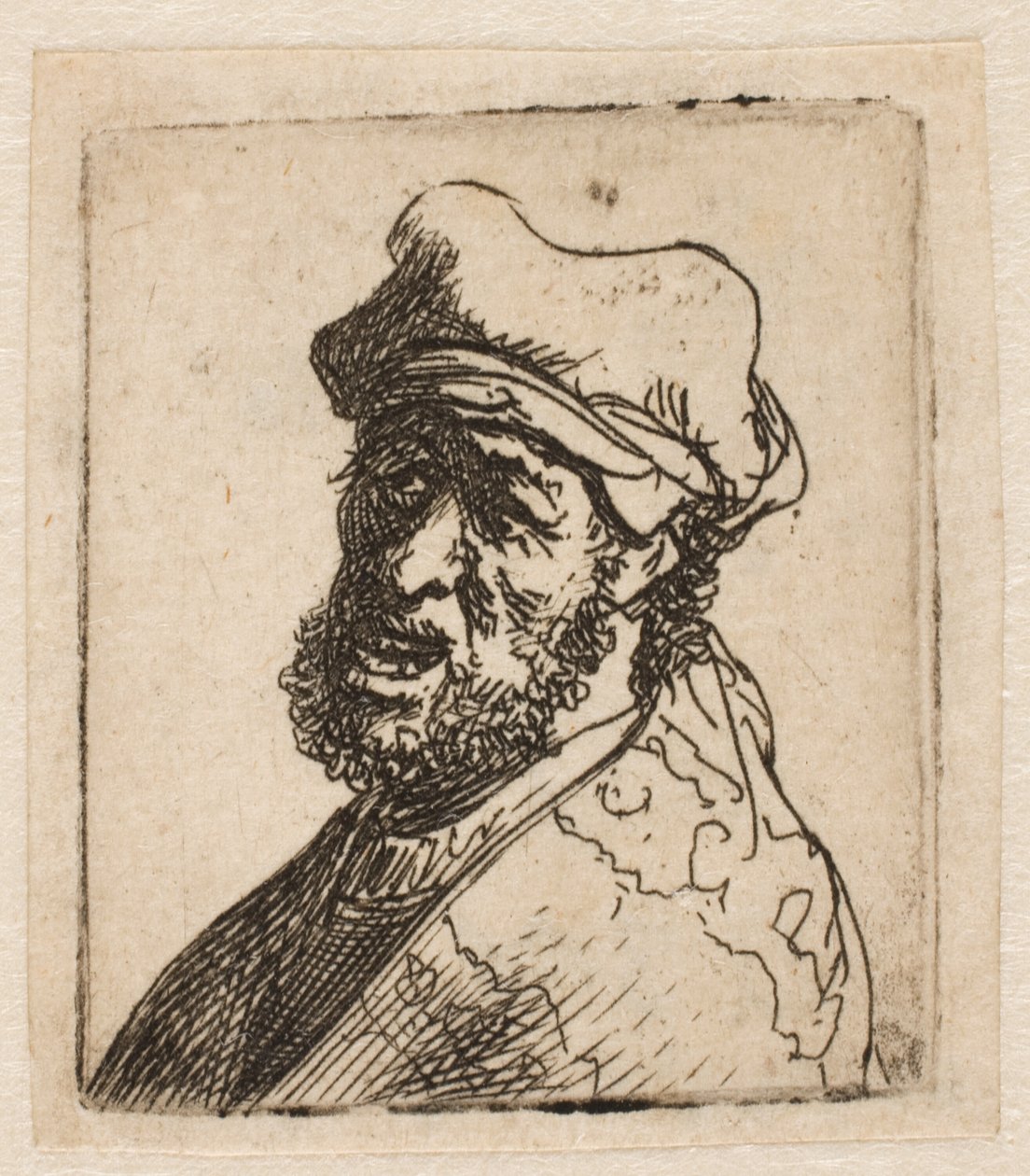 Homem a gritar, três quartos à esquerda: busto de Rembrandt van Rijn