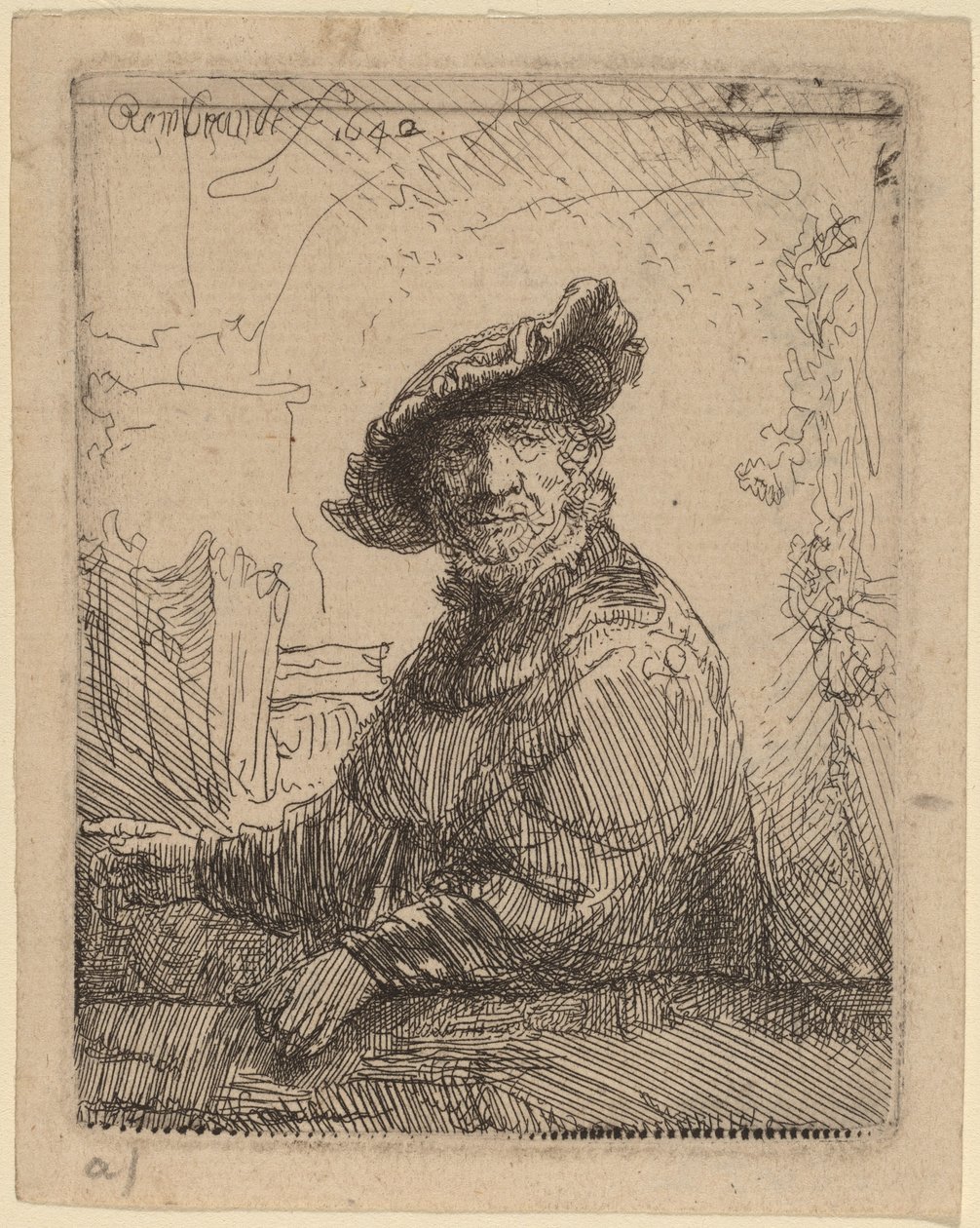 Homem em uma árvore de Rembrandt van Rijn
