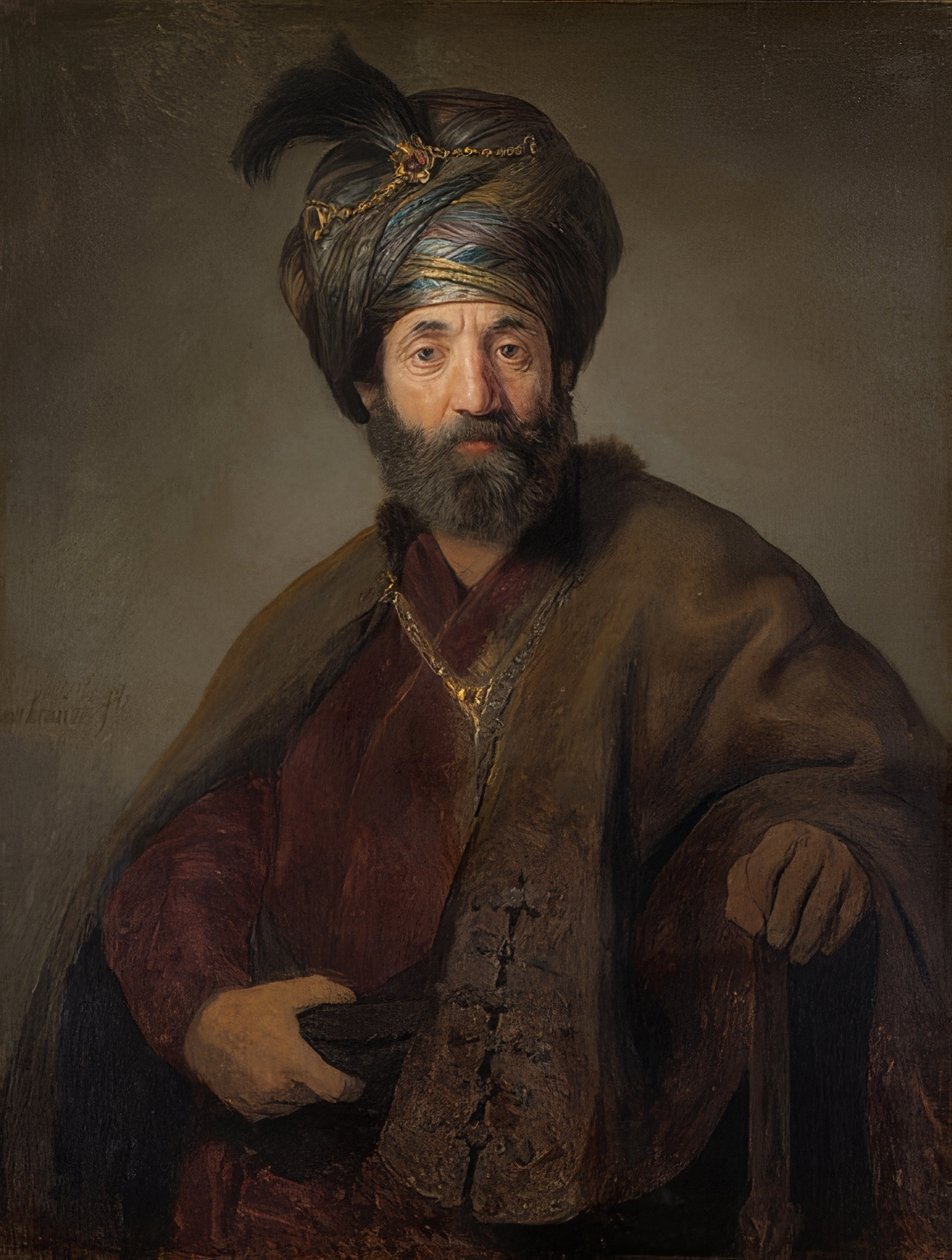 Homem em traje oriental. Por volta de 1635 de Rembrandt van Rijn