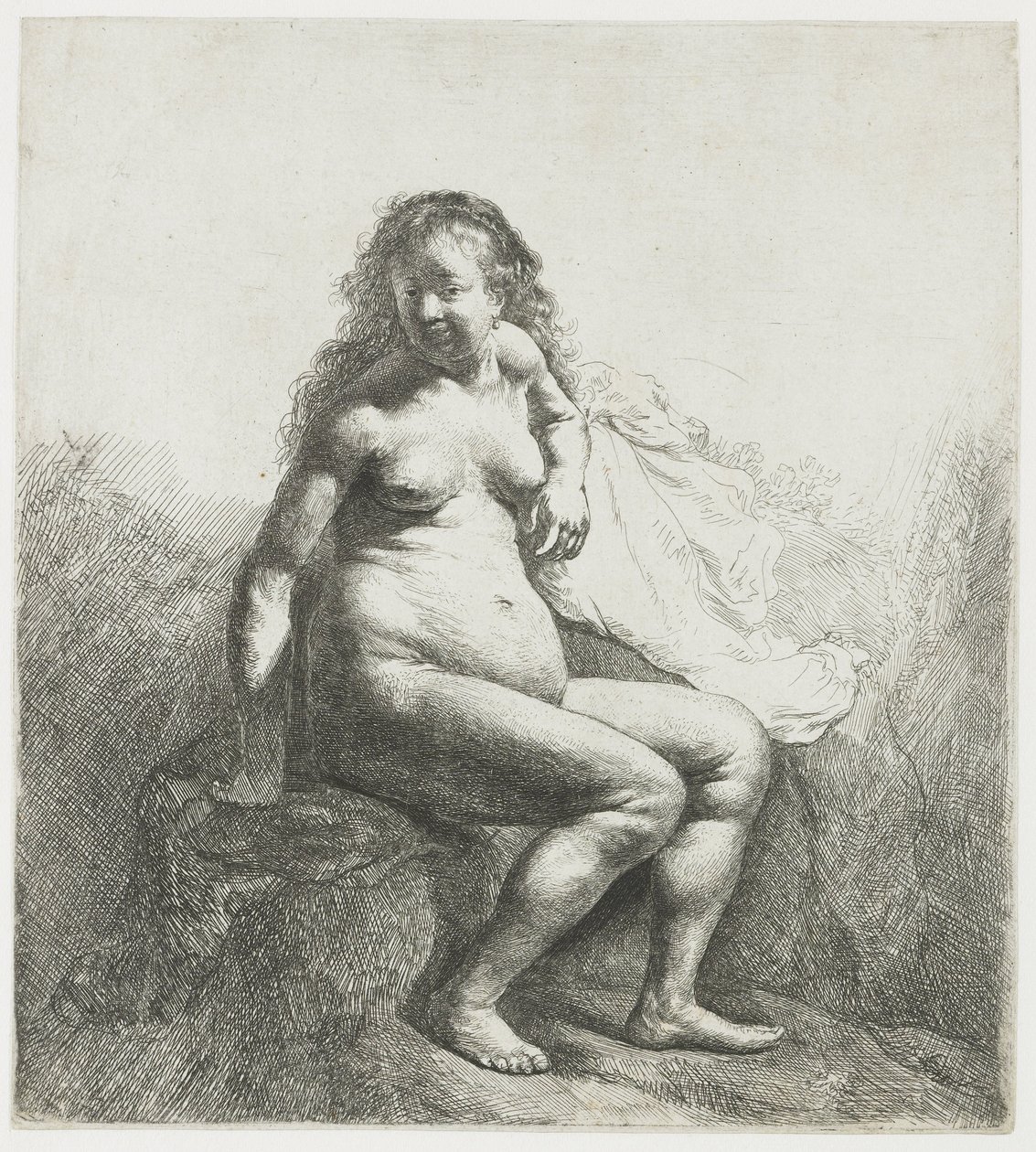 Mulher nua num monte de Rembrandt van Rijn