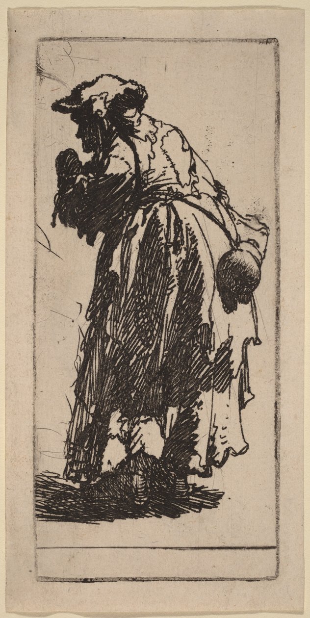 Anciã mendiga com uma cabaça de Rembrandt van Rijn