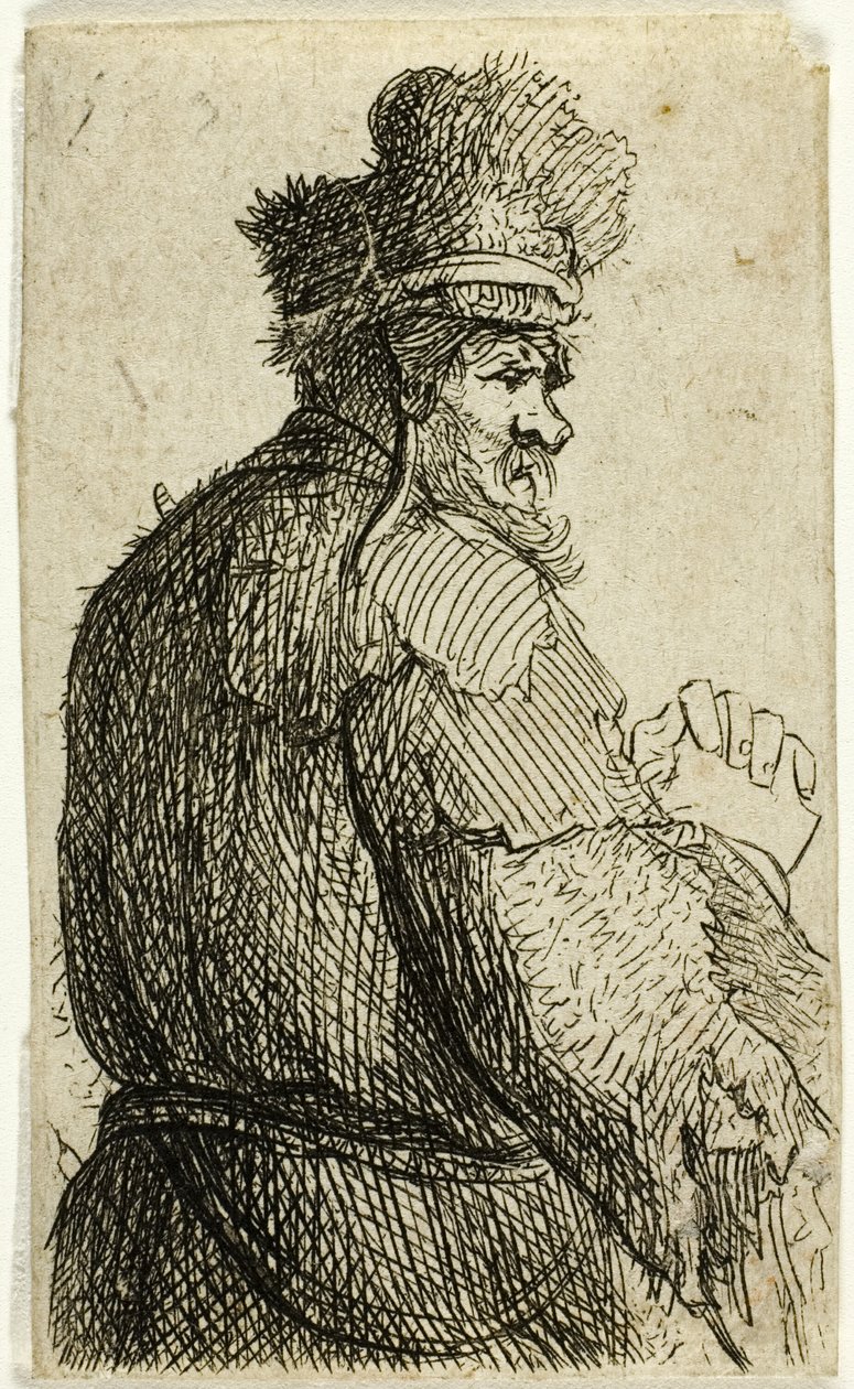 Velho visto de trás, perfil à direita: meia-figura de Rembrandt van Rijn