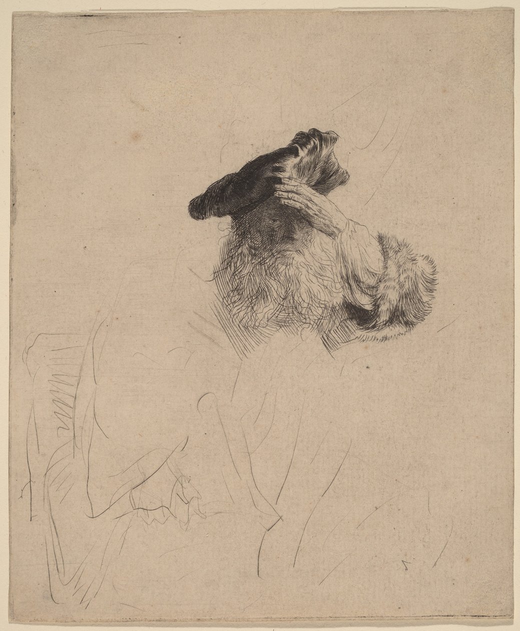 Ancião a proteger os olhos com a mão de Rembrandt van Rijn