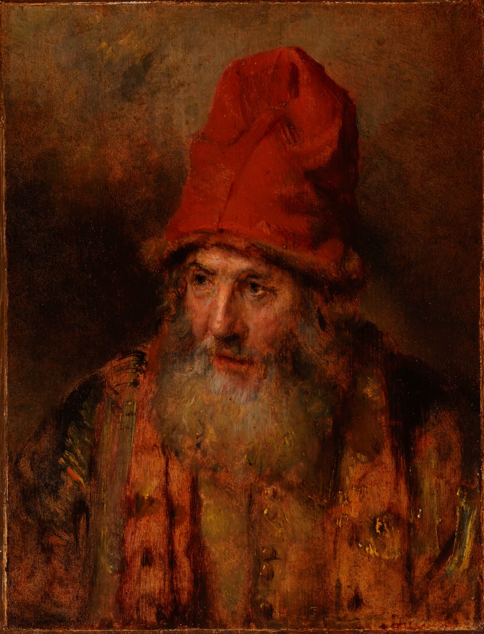 Ancião com um gorro alto com a aba forrada a pele de Rembrandt van Rijn