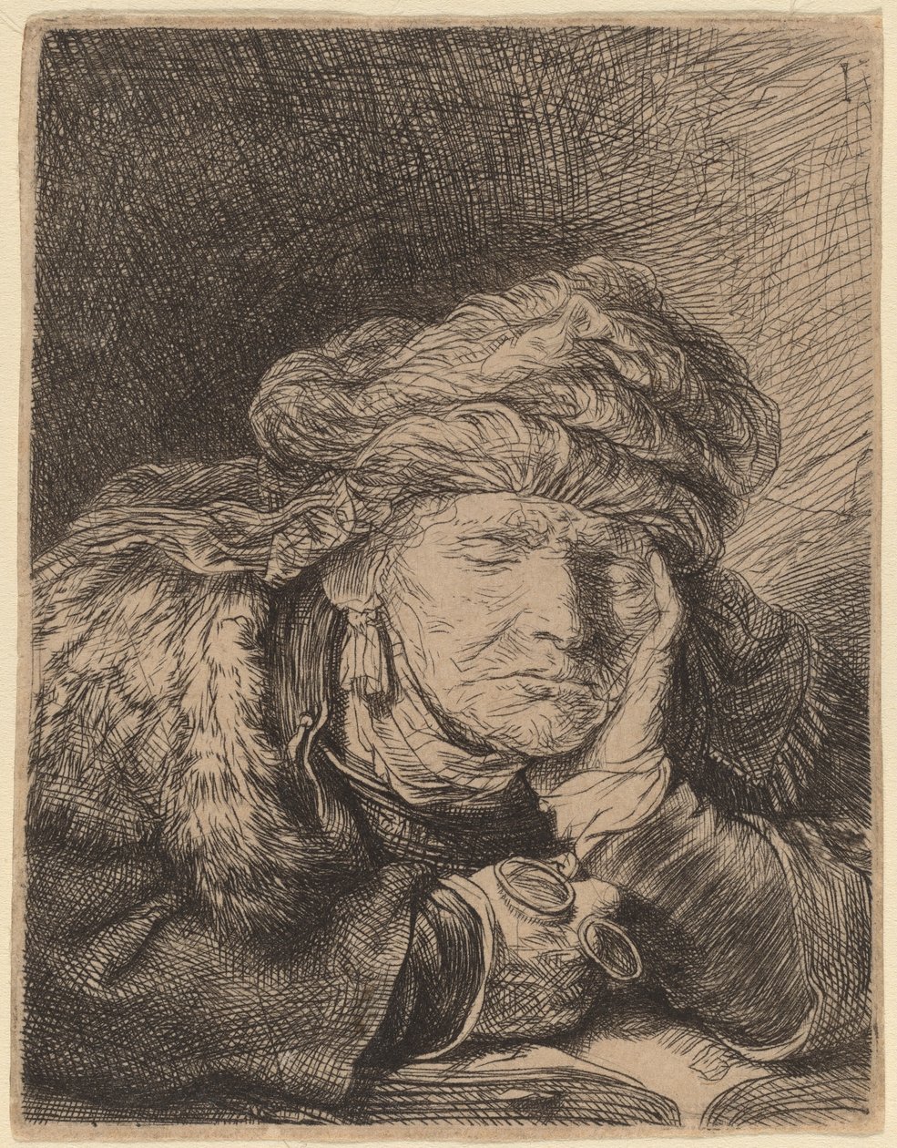 Velha dormindo de Rembrandt van Rijn