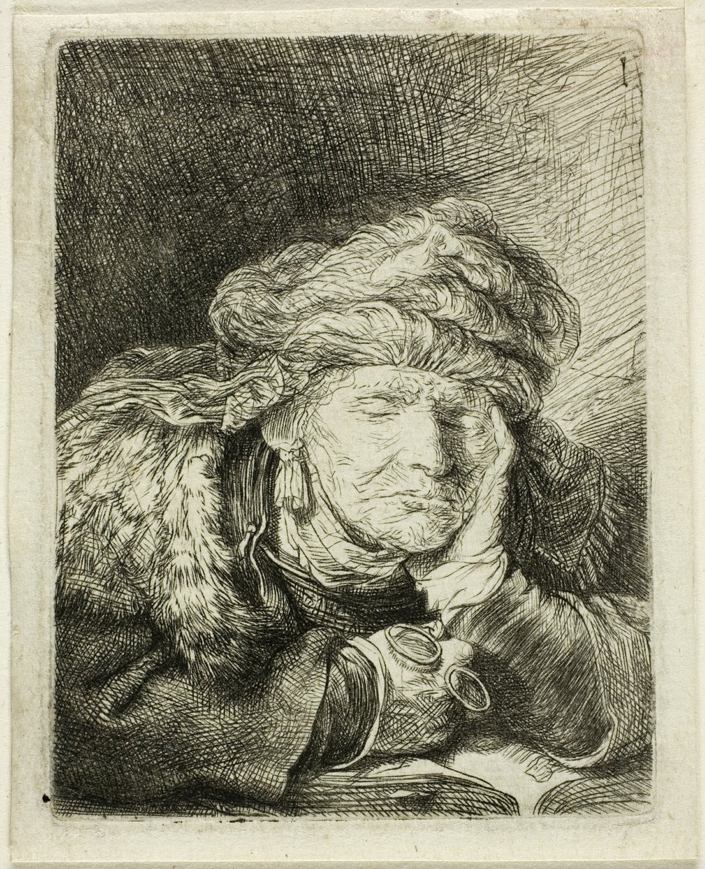 Velha dormindo de Rembrandt van Rijn