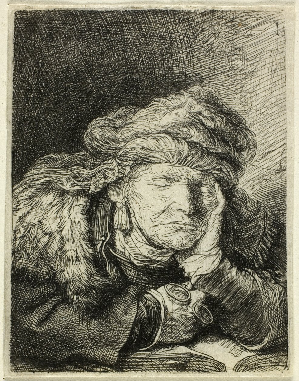 Velha dormindo de Rembrandt van Rijn