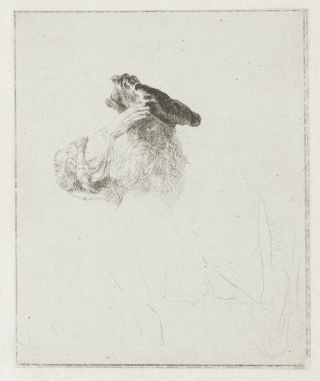 Um senhor a proteger os olhos com a mão de Rembrandt van Rijn